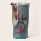 pink summer roses 3 triptych abstract Travel Mug Gallery Image 3