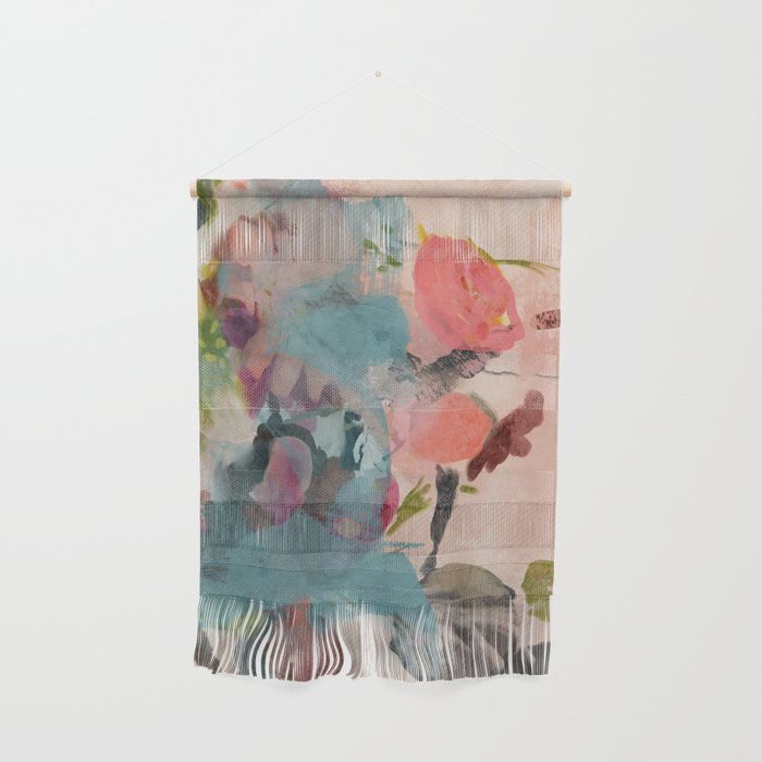 pink summer roses 3 triptych abstract Wall Hanging Gallery Image 1