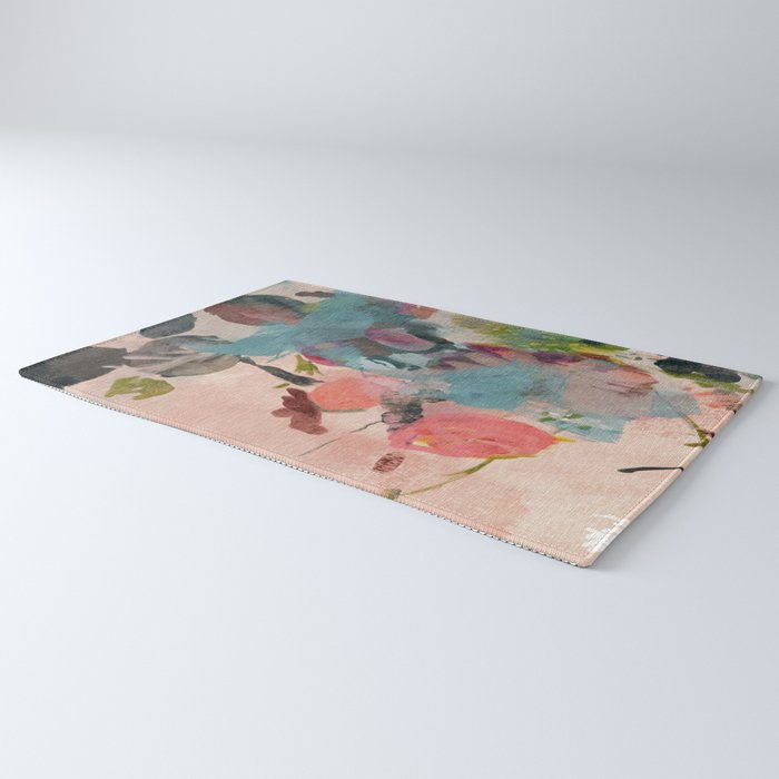 pink summer roses 3 triptych abstract Rug Gallery Image 3