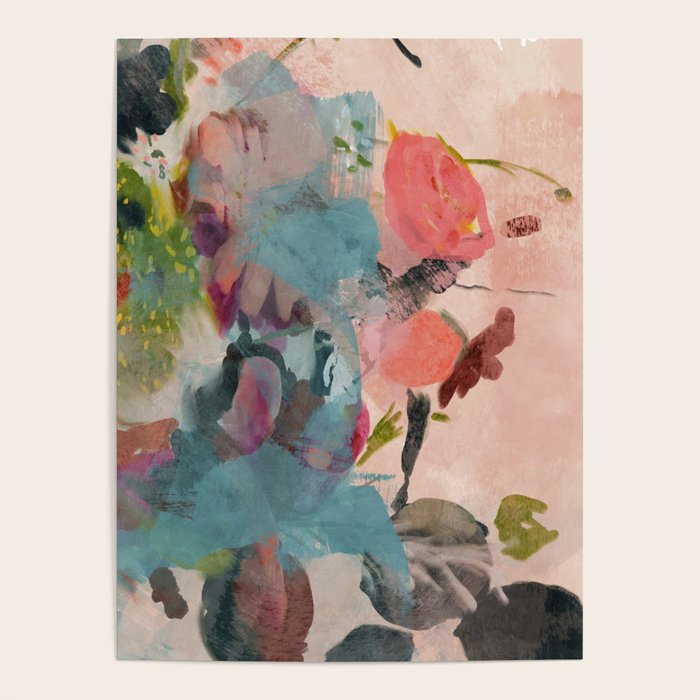 pink summer roses 3 triptych abstract Poster Gallery Image 4