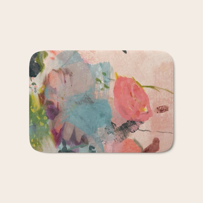 pink summer roses 3 triptych abstract Bath Mat Gallery Image 1