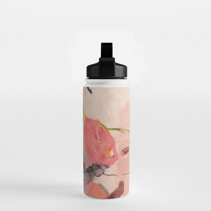 pink summer roses 3 triptych abstract Water Bottle Gallery Image 2