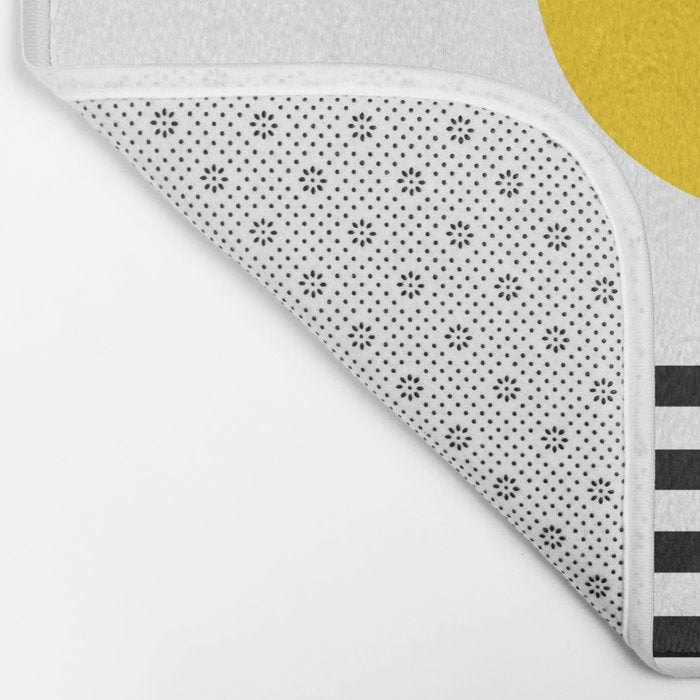 Midcentury Yellow Minimalist Sunset With Black Stripes Bath Mat Gallery Image 2