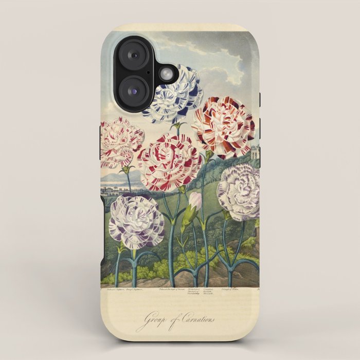Carnations from "The Temple of Flora," 1812 (benefitting The Nature Conservancy) iPhone Case Gallery Image 1
