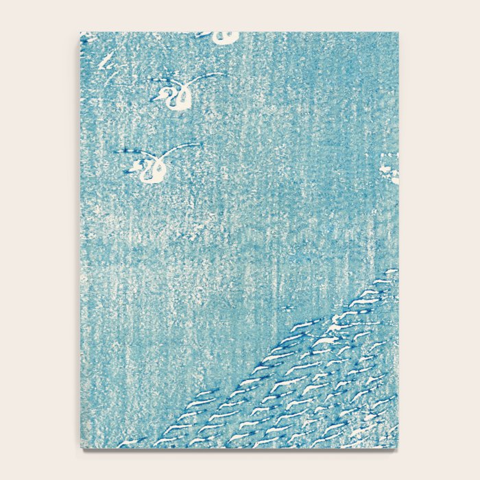 Japanese Swans Vintage Illustration by Taguchi Tomoki 1860-1896 Peaceful Blue Tranquil Minimalist Notebook Gallery Image 4
