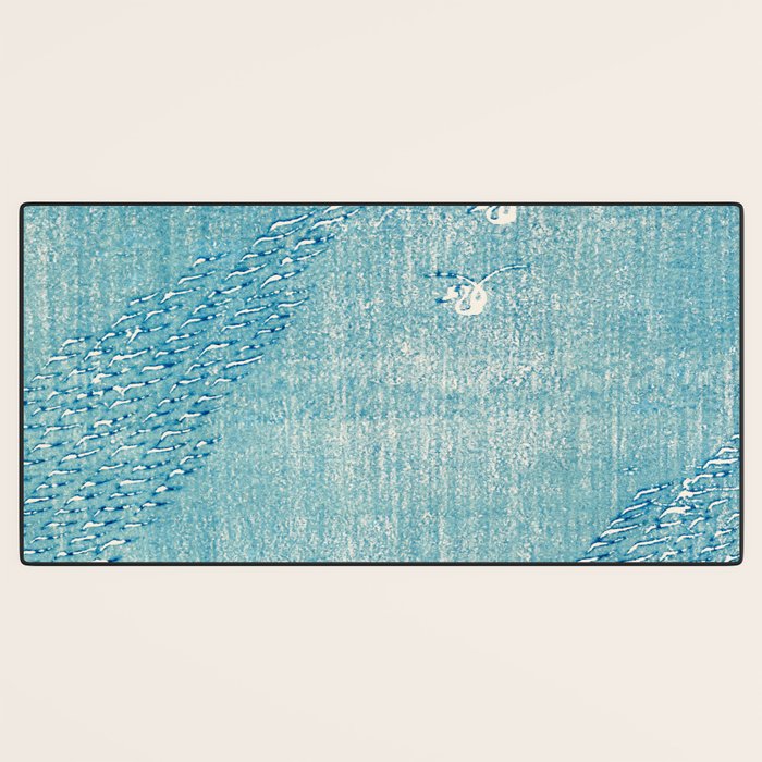 Japanese Swans Vintage Illustration by Taguchi Tomoki 1860-1896 Peaceful Blue Tranquil Minimalist Desk Mat Gallery Image 3