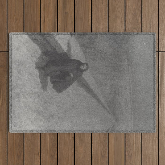 Edgar Allan Poe Walking the Bronx's High Bridge black and white lithograph  Outdoor Rug Gallery Image 1