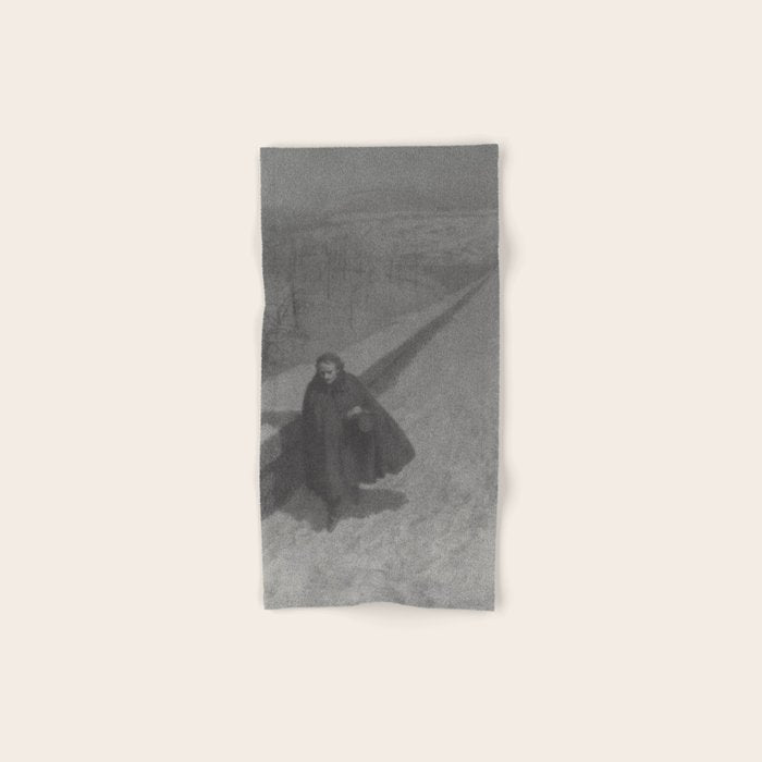 Edgar Allan Poe Walking the Bronx's High Bridge black and white lithograph  Bath Towel Gallery Image 1