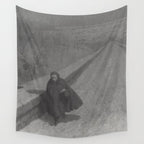 Edgar Allan Poe Walking the Bronx's High Bridge black and white lithograph  Wall Tapestry Gallery Image 4