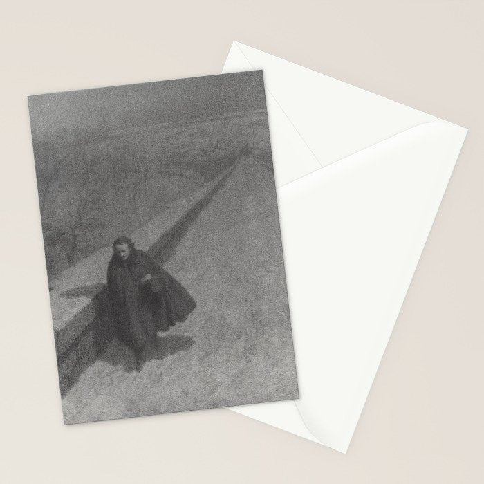 Edgar Allan Poe Walking the Bronx's High Bridge black and white lithograph  Stationery Card Gallery Image 2