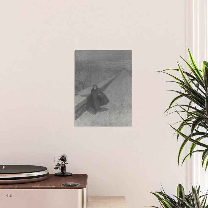 Edgar Allan Poe Walking the Bronx's High Bridge black and white lithograph  Poster Gallery Image 2