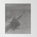 Edgar Allan Poe Walking the Bronx's High Bridge black and white lithograph  Throw Blanket Gallery Image 2