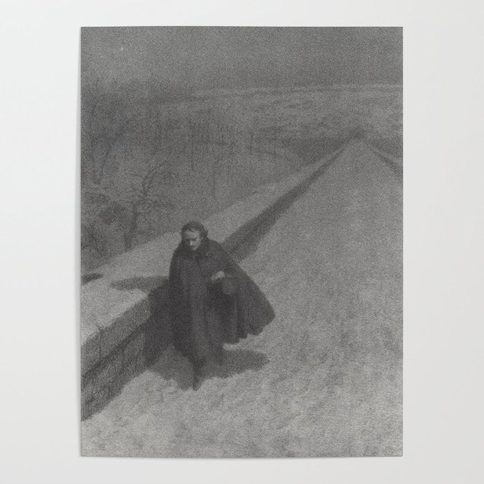 Edgar Allan Poe Walking the Bronx's High Bridge black and white lithograph  Poster Gallery Image 4
