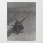 Edgar Allan Poe Walking the Bronx's High Bridge black and white lithograph  Poster Gallery Image 4