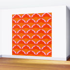 Orange Scalloped Floral Pattern Wall Mural Gallery Image 2