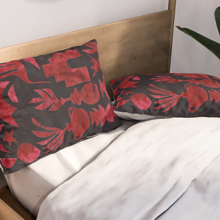 Crimson Village At Night  Pillow Sham Gallery Image 2