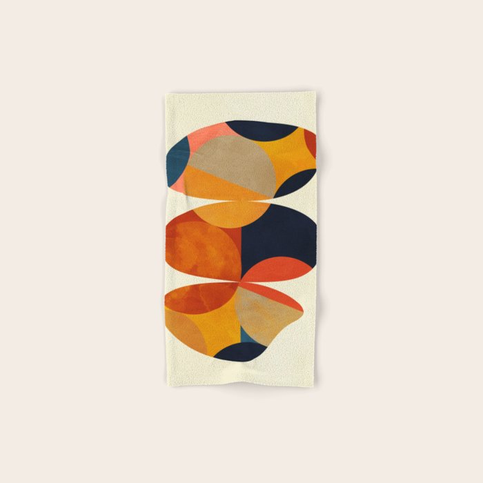 mid century geometric shapes autumn Bath Towel Gallery Image 1