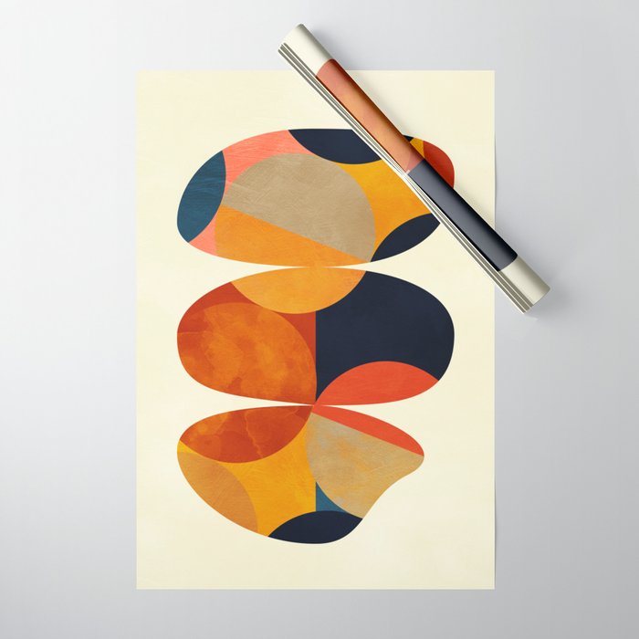 mid century geometric shapes autumn Wrapping Paper Gallery Image 1