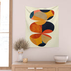 mid century geometric shapes autumn Wall Tapestry Gallery Image 2