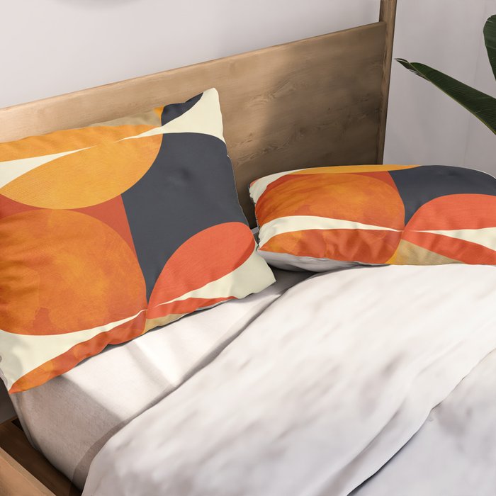 mid century geometric shapes autumn Pillow Sham Gallery Image 2