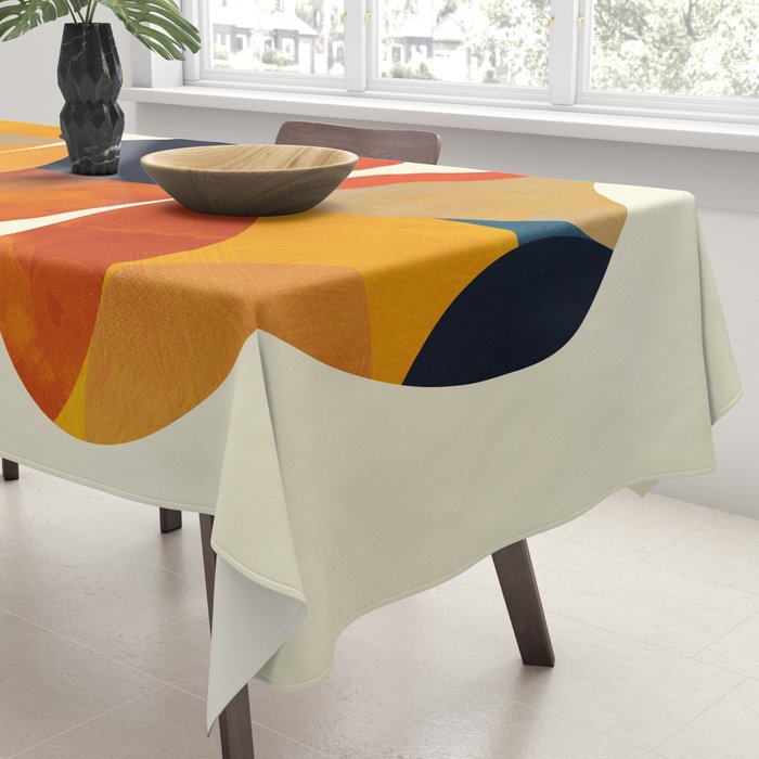 mid century geometric shapes autumn Tablecloth Gallery Image 3