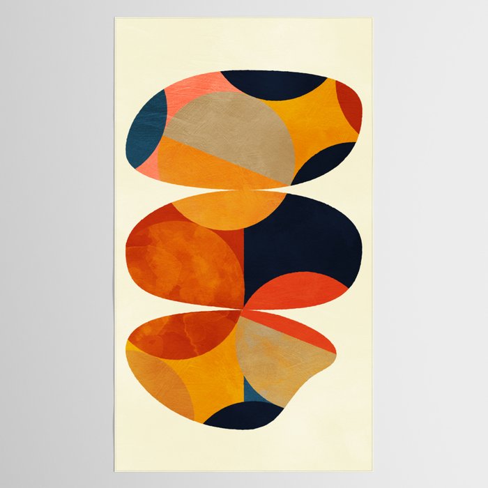 mid century geometric shapes autumn Tablecloth Gallery Image 2