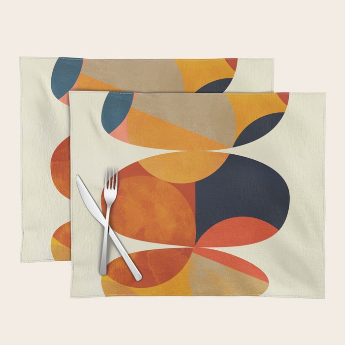 mid century geometric shapes autumn Placemat Gallery Image 1