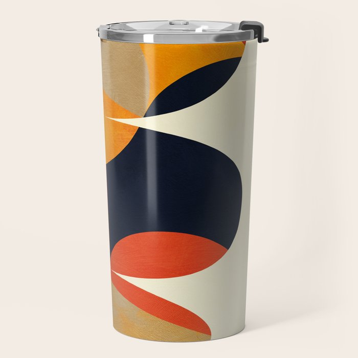 mid century geometric shapes autumn Travel Mug Gallery Image 2