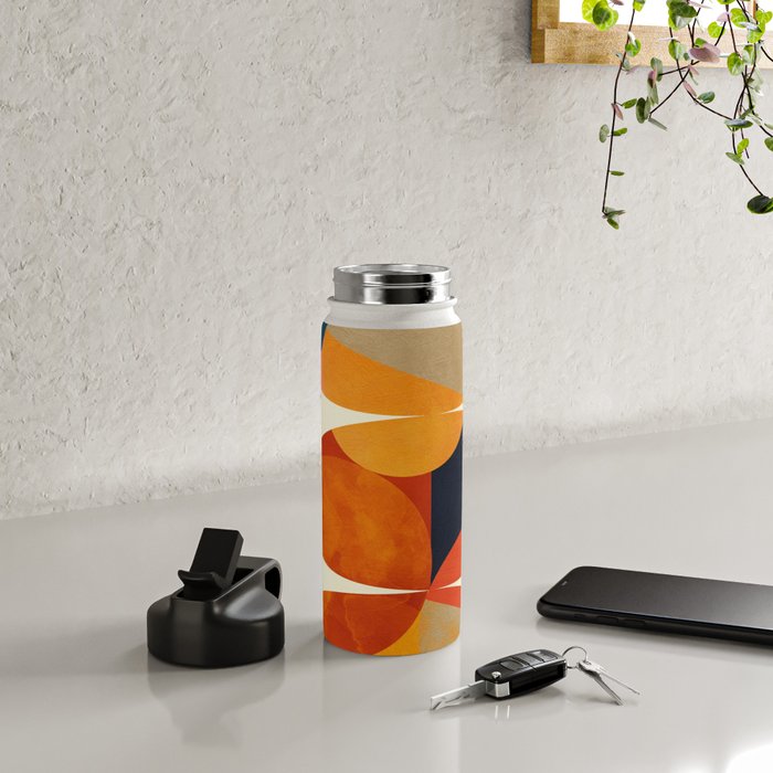 mid century geometric shapes autumn Water Bottle Gallery Image 4