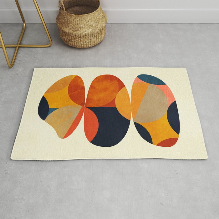 mid century geometric shapes autumn Rug Gallery Image 1