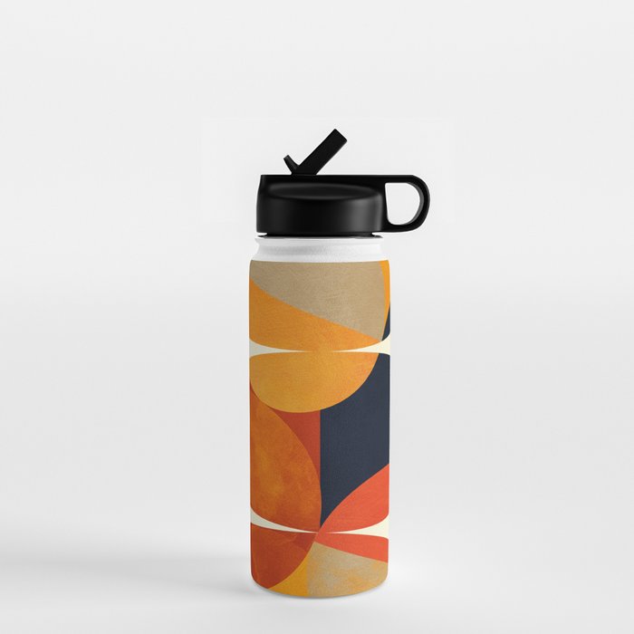 mid century geometric shapes autumn Water Bottle Gallery Image 1