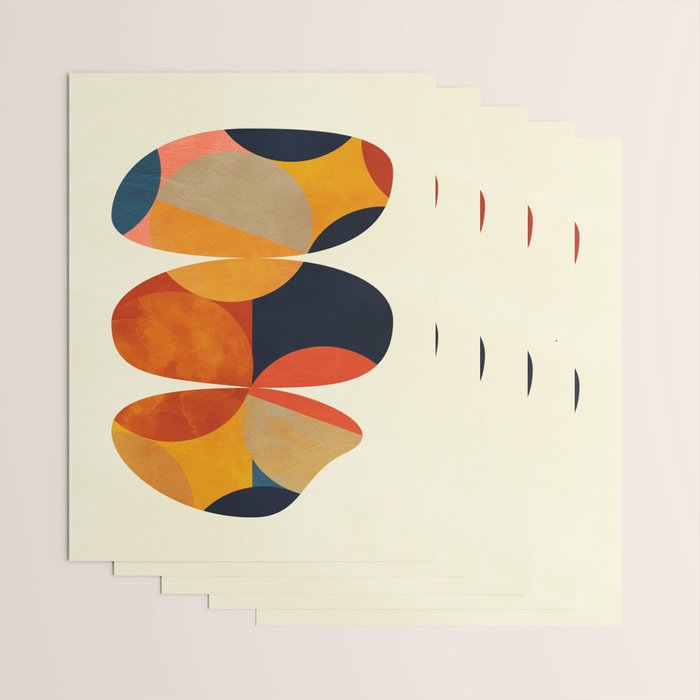 mid century geometric shapes autumn Wrapping Paper Gallery Image 3