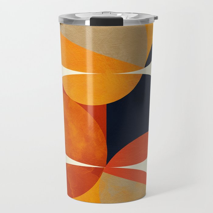 mid century geometric shapes autumn Travel Mug Gallery Image 1