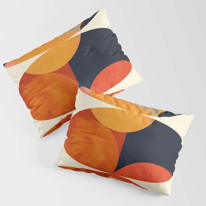 mid century geometric shapes autumn Pillow Sham Gallery Image 3
