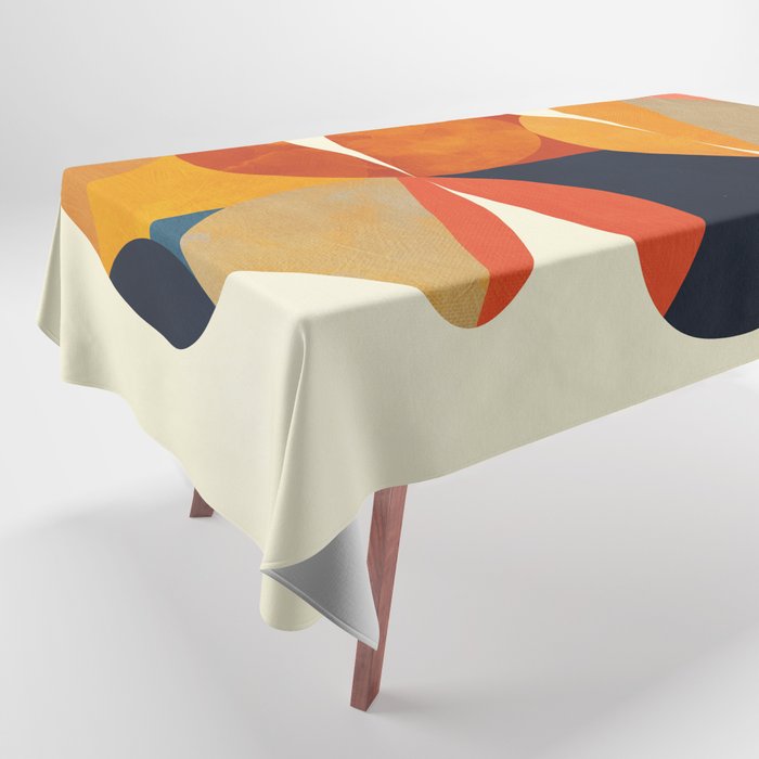 mid century geometric shapes autumn Tablecloth Gallery Image 1