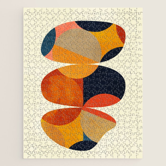 mid century geometric shapes autumn Jigsaw Puzzle Gallery Image 1