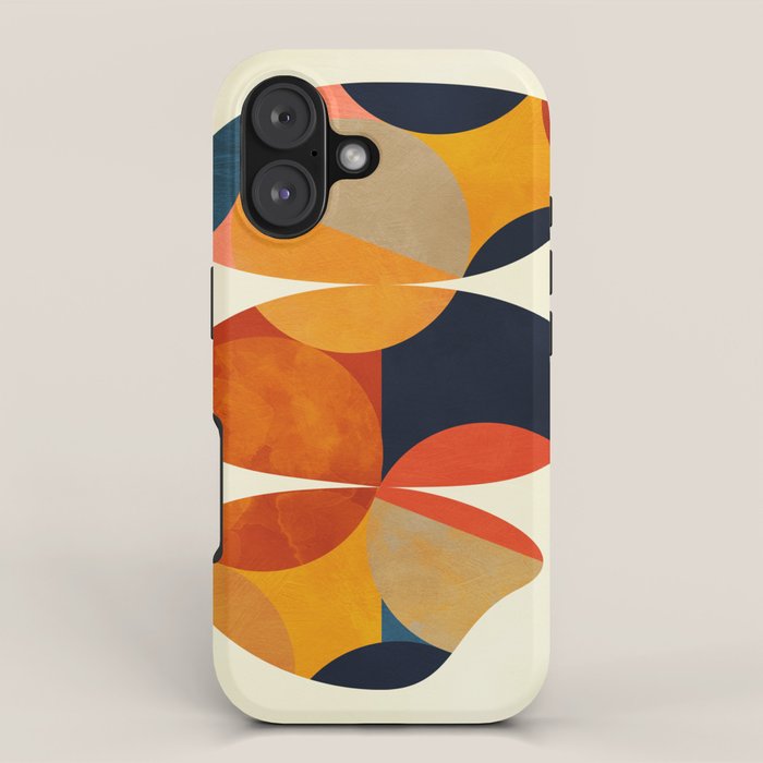mid century geometric shapes autumn iPhone Case Gallery Image 1