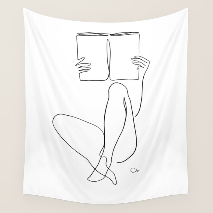 Reading Naked n.2 Wall Tapestry Gallery Image 1