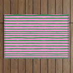 Green and Pink Brush Stroke Stripes Outdoor Rug Gallery Image 1