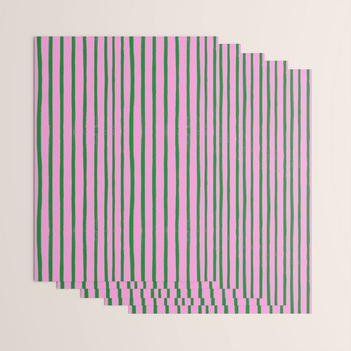 Green and Pink Brush Stroke Stripes Wrapping Paper Gallery Image 3