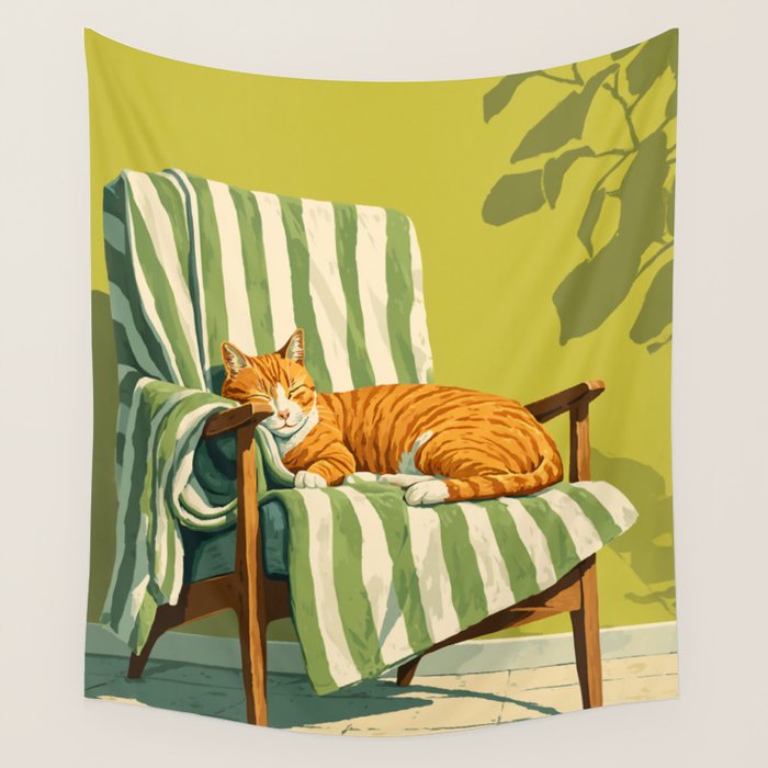 Sleeping Ginger Cat Sunshine Wall Tapestry Gallery Image 4