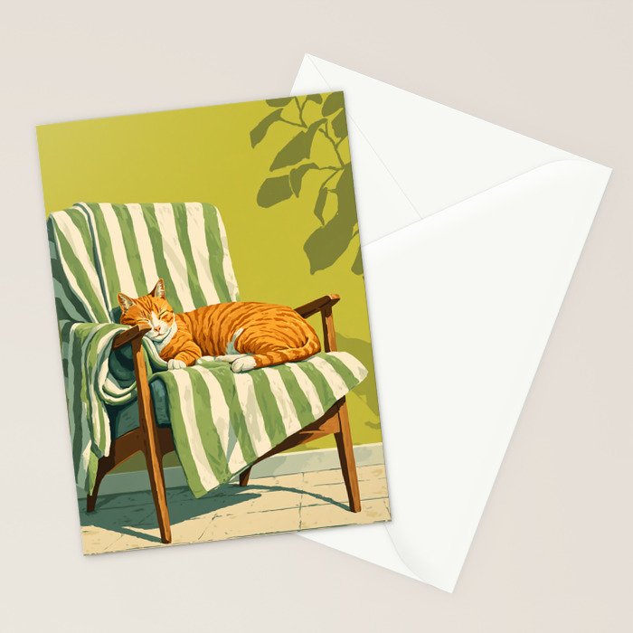 Sleeping Ginger Cat Sunshine Stationery Card Gallery Image 2