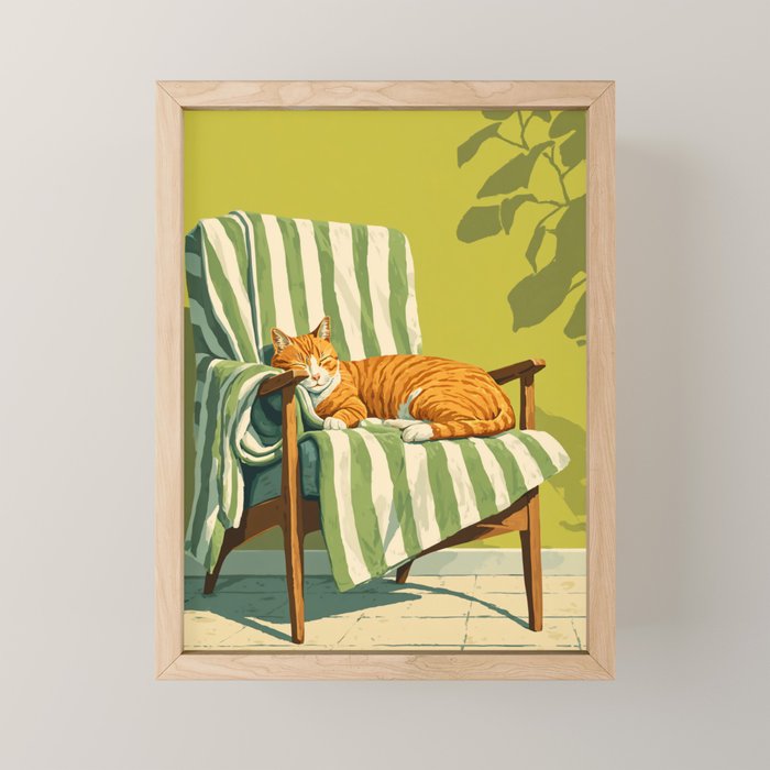 Sleeping Ginger Cat Sunshine Mini Art Print Gallery Image 1