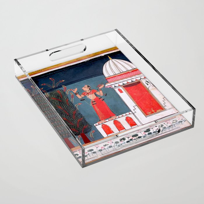 Gauri Ragini Mughal Indian Painting Illustration Acrylic Tray Gallery Image 1