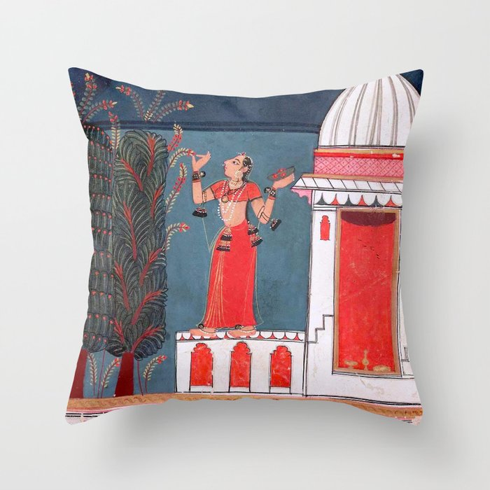 Gauri Ragini Mughal Indian Painting Illustration Throw Pillow Gallery Image 1