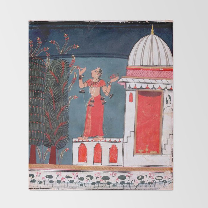 Gauri Ragini Mughal Indian Painting Illustration Throw Blanket Gallery Image 2