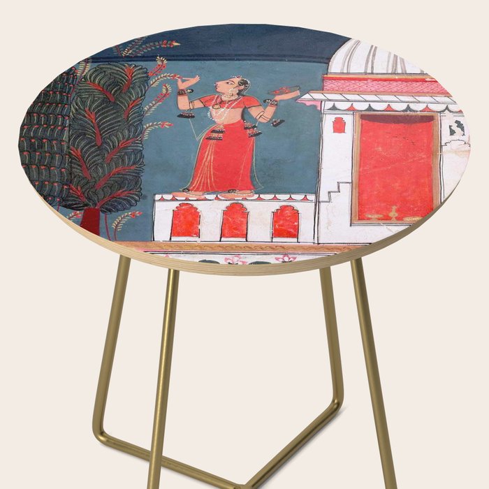 Gauri Ragini Mughal Indian Painting Illustration Side Table Gallery Image 2