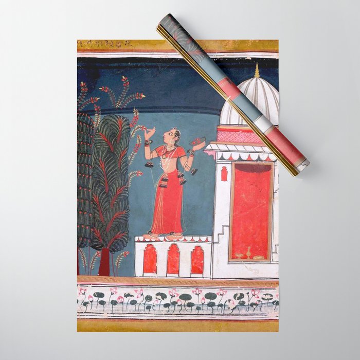 Gauri Ragini Mughal Indian Painting Illustration Wrapping Paper Gallery Image 1