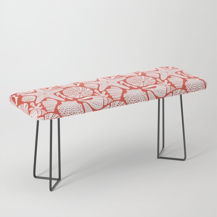 Ocean Floor Nautical Shells Red Bench Gallery Image 1