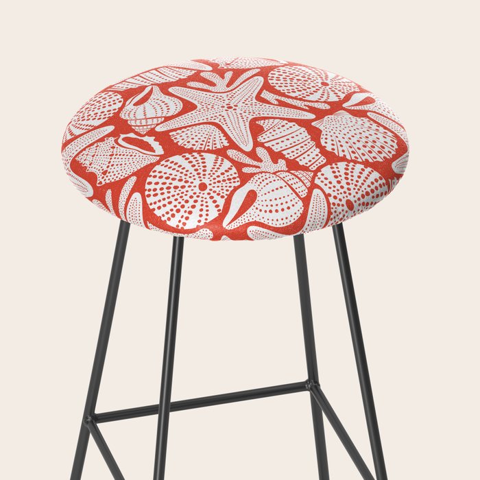 Ocean Floor Nautical Shells Red Stool Gallery Image 2